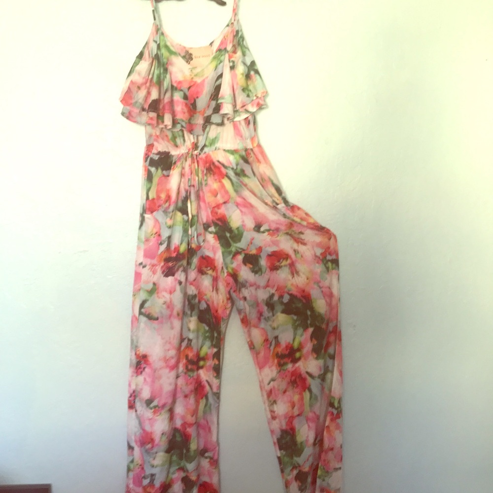 Anthropology silk jumpsuit